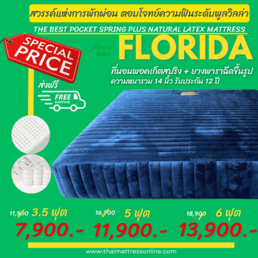 Alternative view of NakreeLatex ที่นอนยางพารา ระบบพ็อคเก็ตสปริง ที่นอนเพื่อสุขภาพ ที่นอนโรงแรม รุ่น FLORIDA