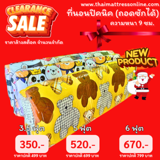 พร้อมส่งทุกขนาด ที่นอนปิคนิค 3 ขนาด 3.5 นิ้ว (ถอดซักได้)
